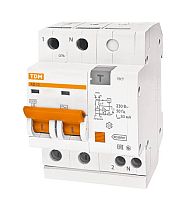Выключатель автоматический дифференциальный АД12 2п 40А C 100мА тип AC (4 мод) | код. SQ0204-0017 | TDM 
